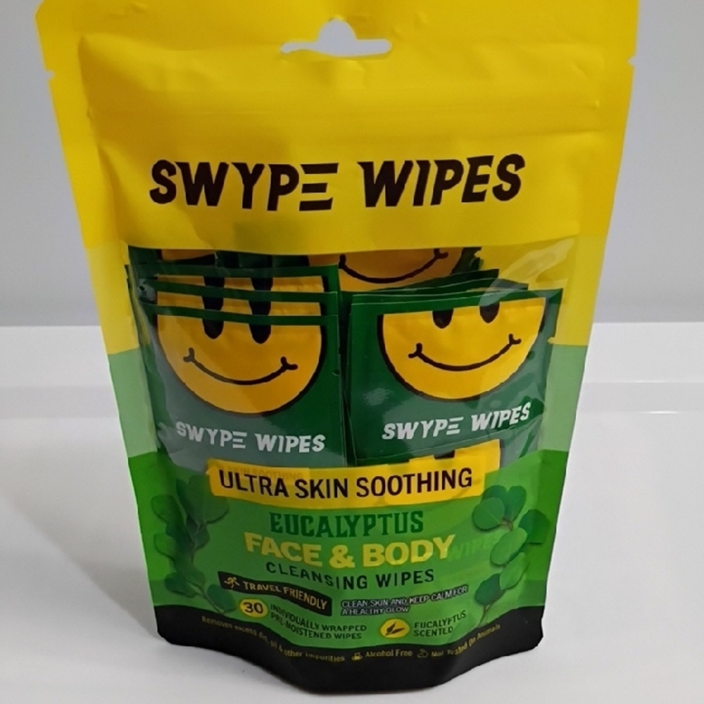 SWYPE WIPES Eucalyptus Face & Body Cleansing Wipes 30 Per Pack NWT